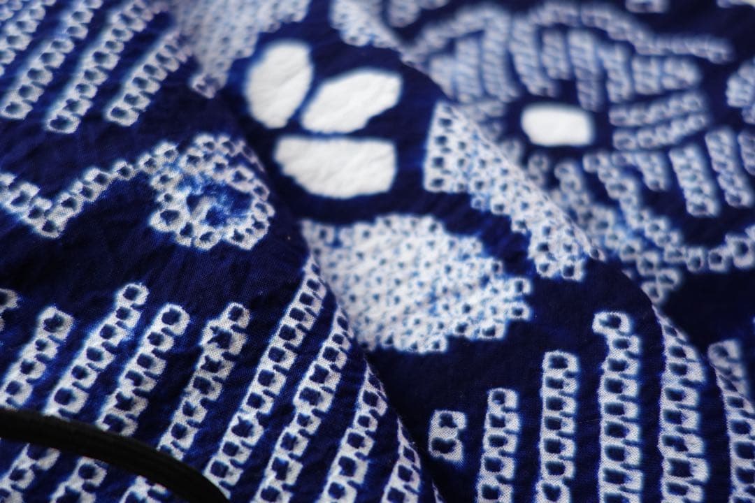 総絞り　有松絞り　浴衣　朝顔　レトロ