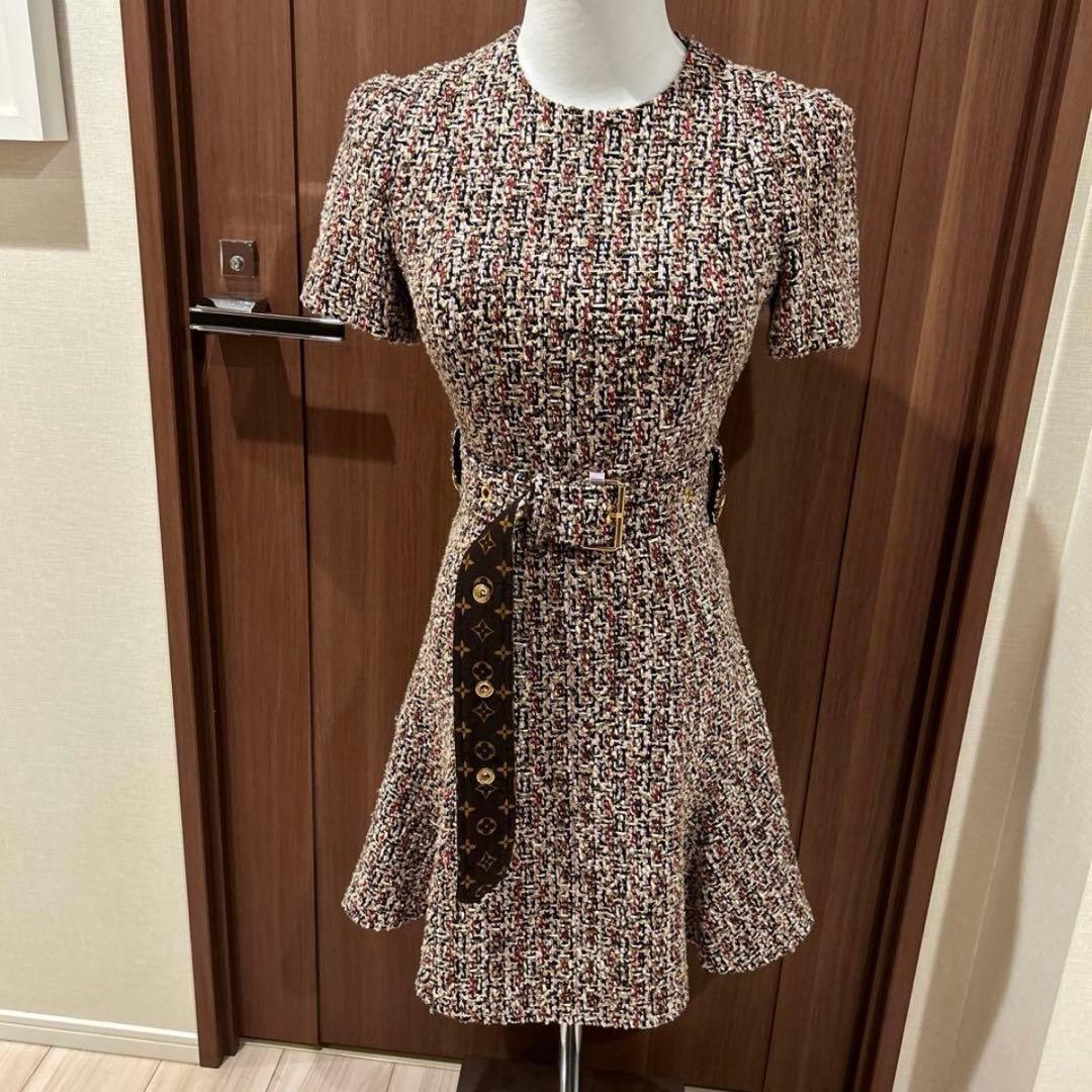 【美品】ルイヴィトン 21AW ツイード ワンピース モノグラム