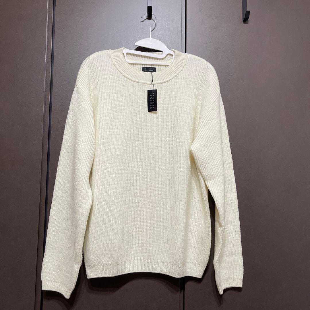 新品✨バーニーズニューヨーク　日本製　ウール100%　ニット　長袖　オフホワイト