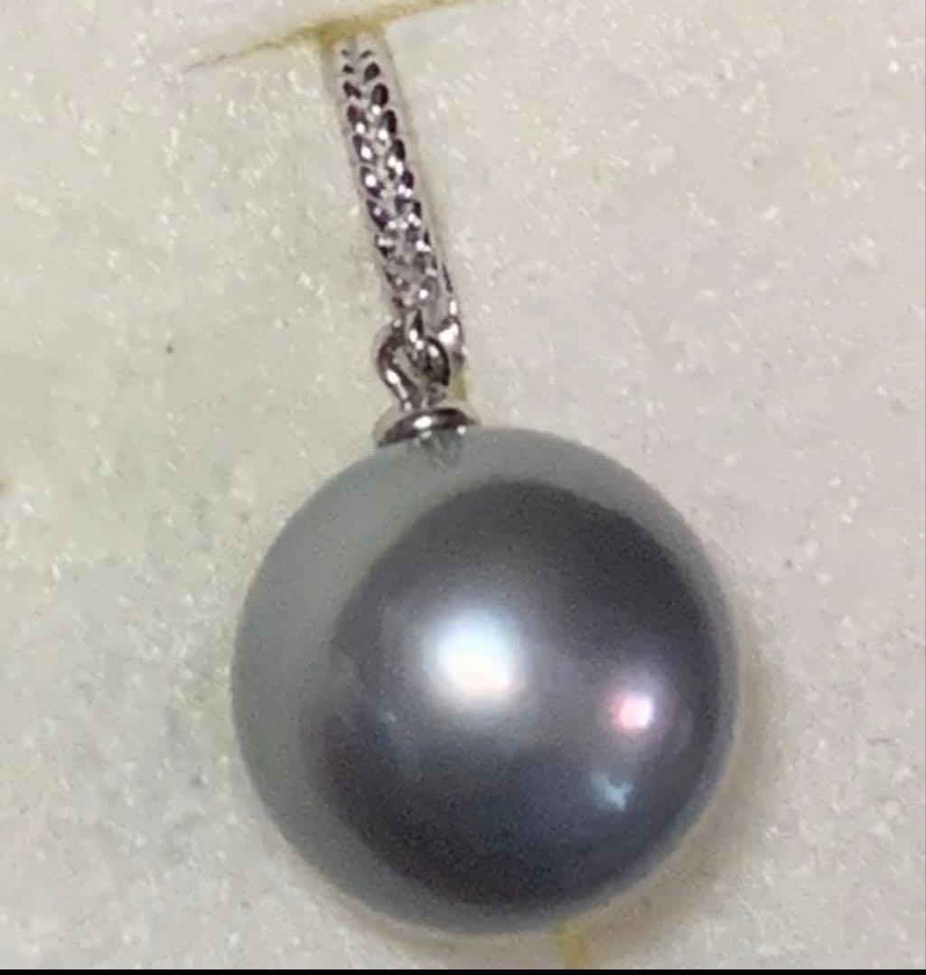 K18WG 黒蝶真珠　ペンダント　トップ　11mm 開閉バチカン　GSTV