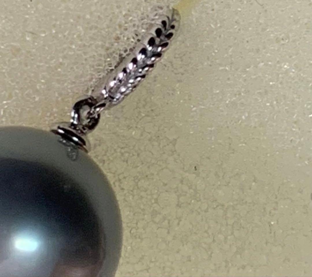 K18WG 黒蝶真珠　ペンダント　トップ　11mm 開閉バチカン　GSTV