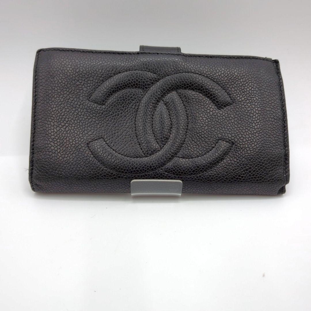 CHANEL シャネル ココマーク キャビアスキン 長財布 ラムスキン