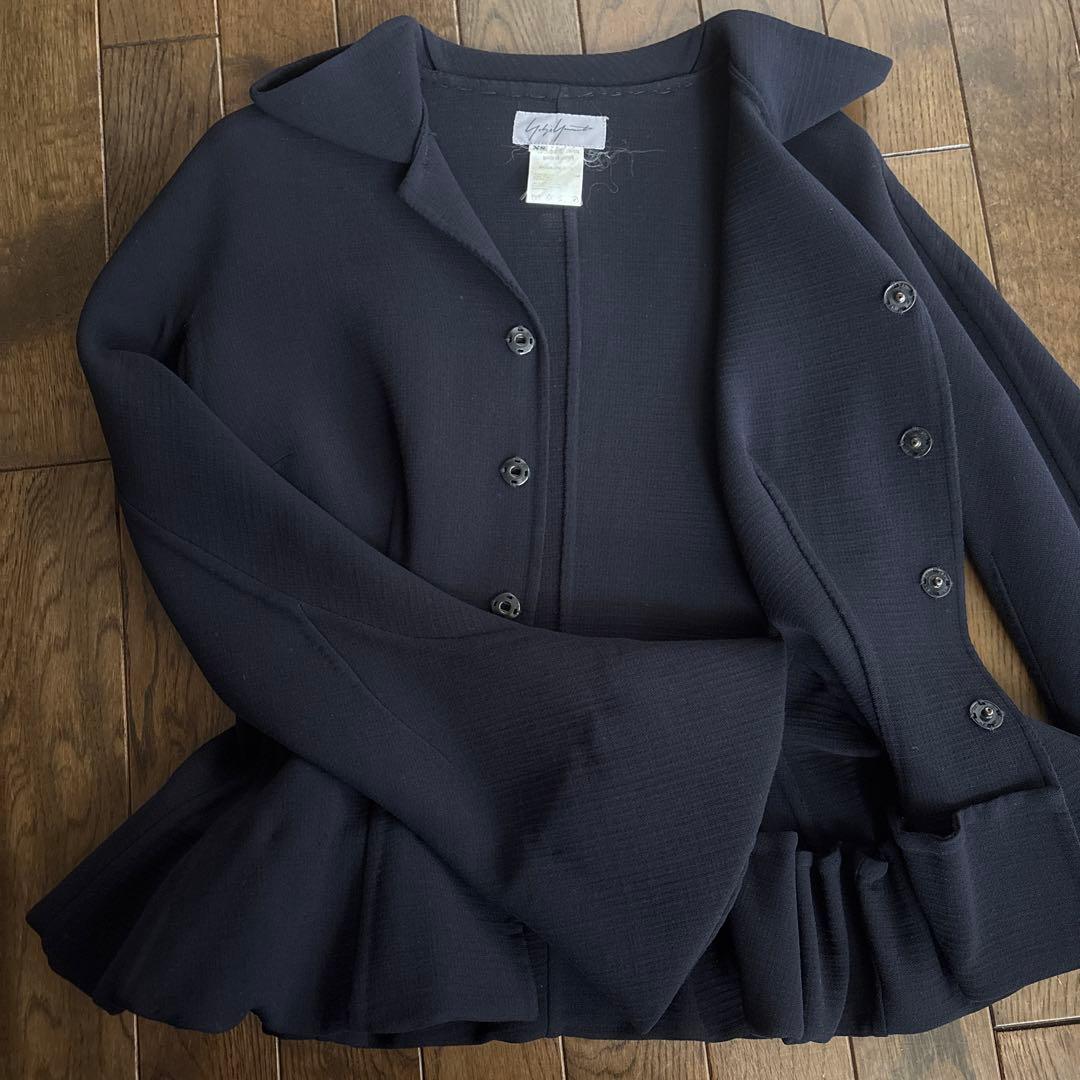 Yohji Yamamotoネイビー フレアスリーブ テーラードジャケット