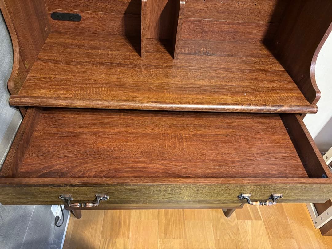 木製食器棚 ブラウン 3段棚付き