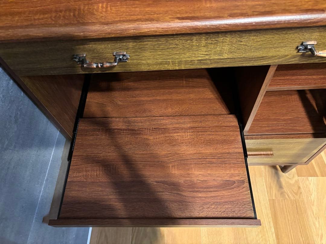 木製食器棚 ブラウン 3段棚付き