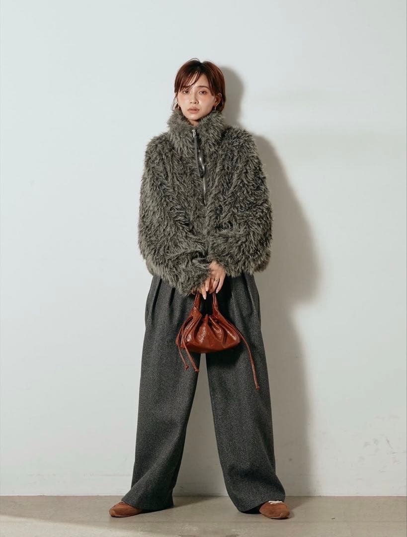 【新品・正規品】 ESICA ミックスシープファースタンドブルゾン