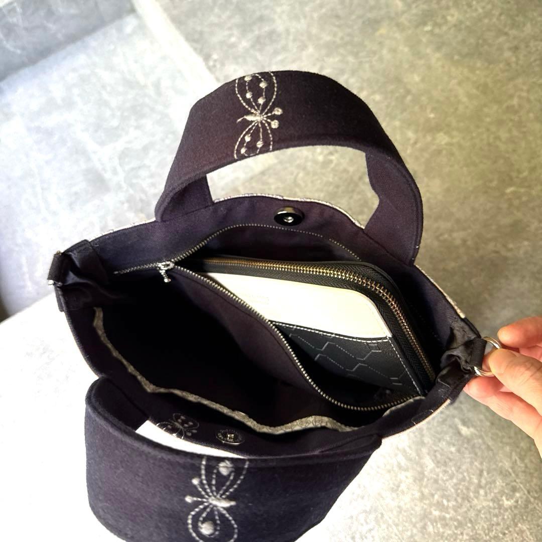 ハンドメイド　ミナペルホネン　アネモネ&choucho dop生地　バッグ