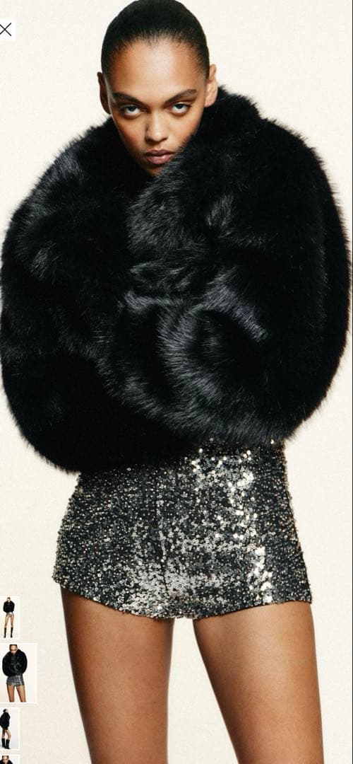 ブラック ショート丈 ファーコートZARAお値下げ中