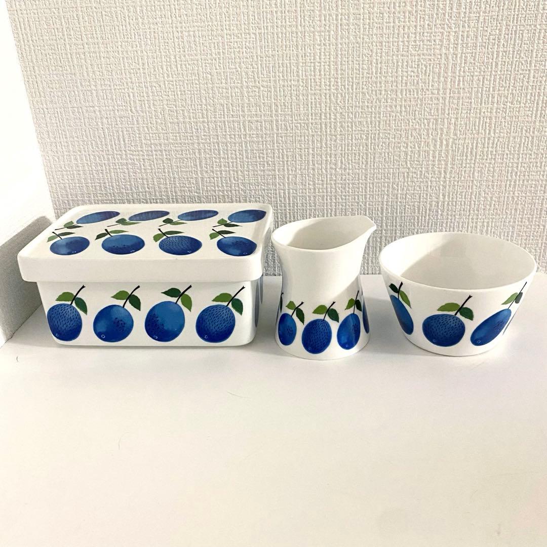 グスタフスベリ プルーヌス バターケース クリーマー シュガーボウル 3点セット