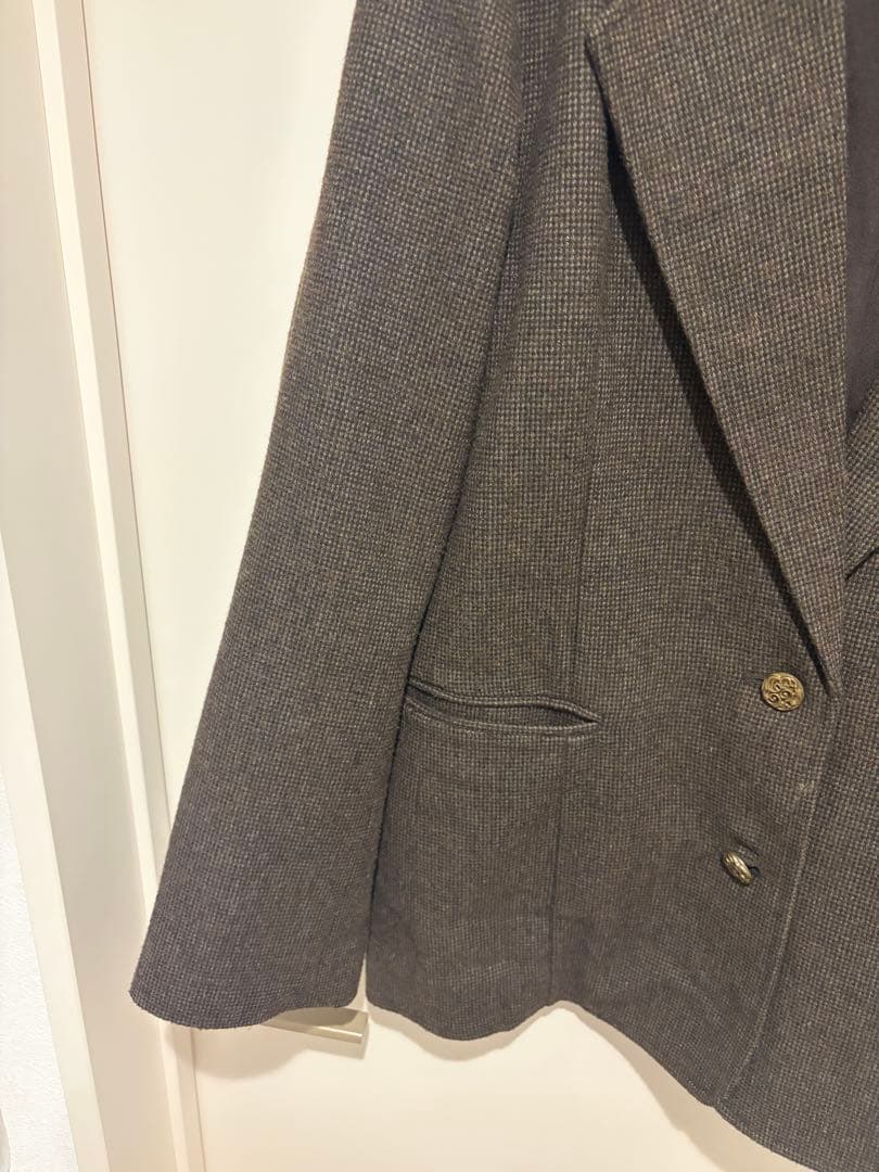 ウールミックス チェックジャケット TINA：JOJUN カーキ