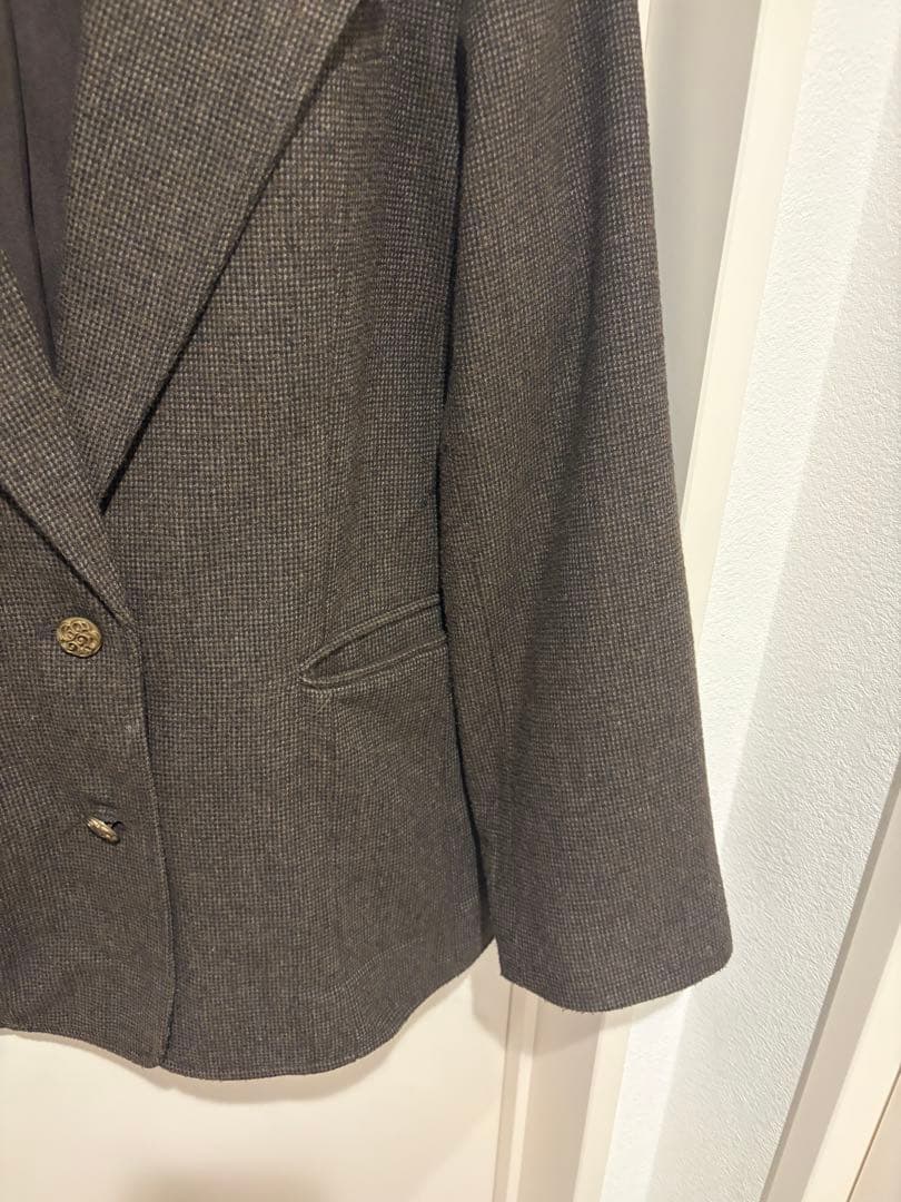 ウールミックス チェックジャケット TINA：JOJUN カーキ