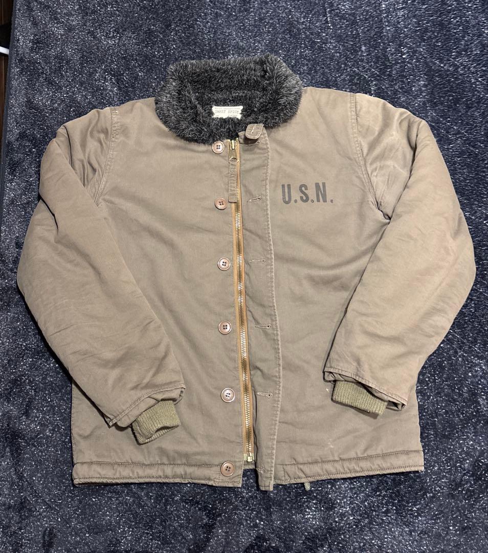 【美品】N-1デッキ ジャケット U.S.N. NAVY カーキ　WALDES
