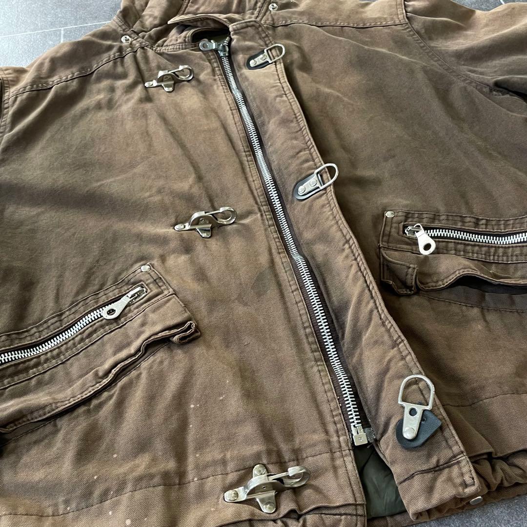 90-'s vintageダック地 ファイヤーマンジャケット ブラウン フェード