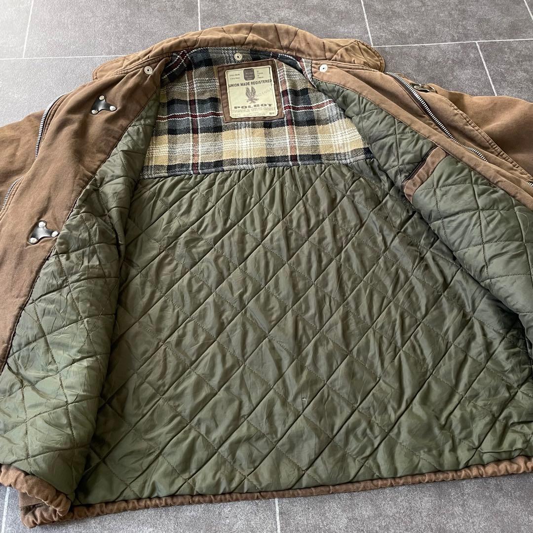 90-'s vintageダック地 ファイヤーマンジャケット ブラウン フェード