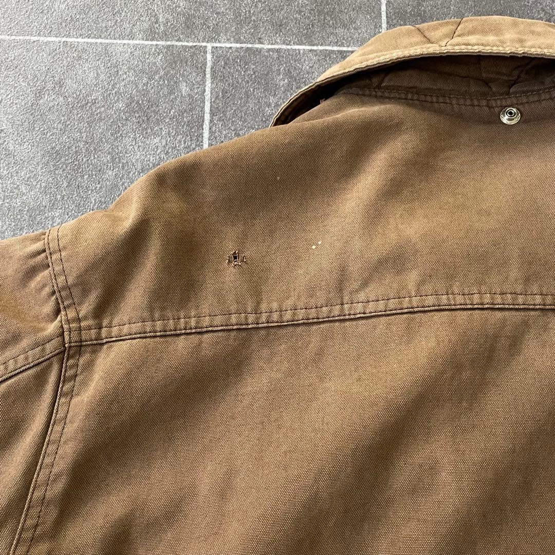 90-'s vintageダック地 ファイヤーマンジャケット ブラウン フェード