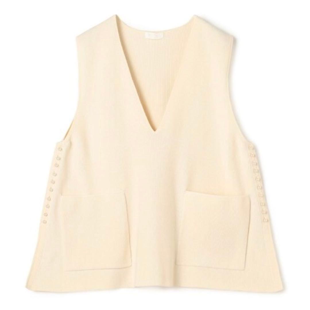 【Ballsey】パールコンビ Ｖネック ベスト ニット ホワイト 白 ジレ