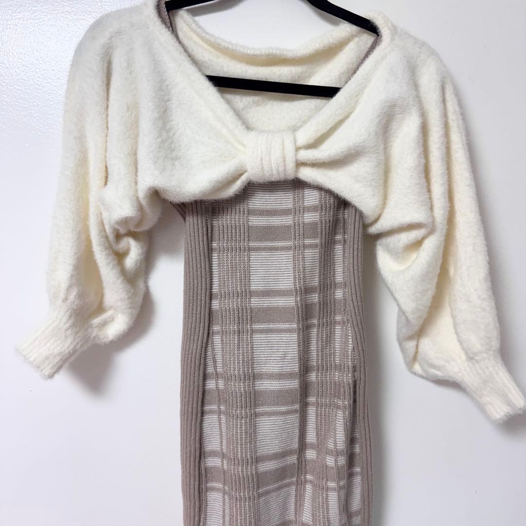 LIP SERVICE リボンフェザーアンサンブルニットワンピース