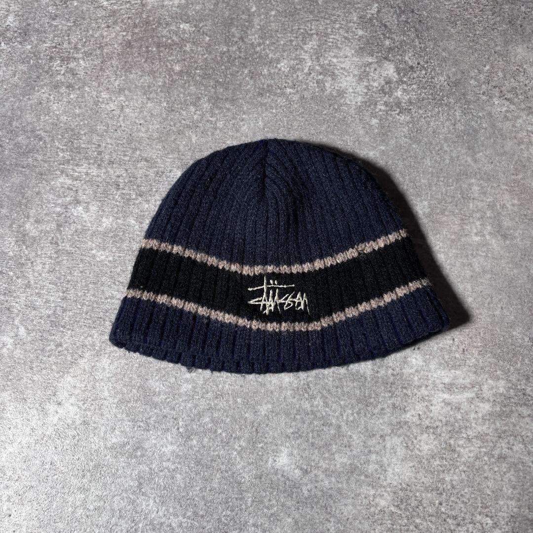 帽子 90s OLD STUSSY knit beanie navy