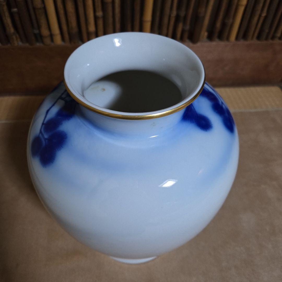 深川製磁花瓶 宮内庁御用達 松に双鯉