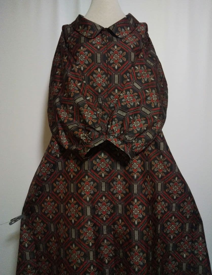 着物リメイク／ドルマン袖／衿付きワンピース★サイズLL～3L