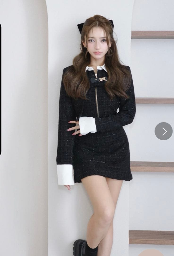 新品✨Randy Asymmetry buckle tweeddress M