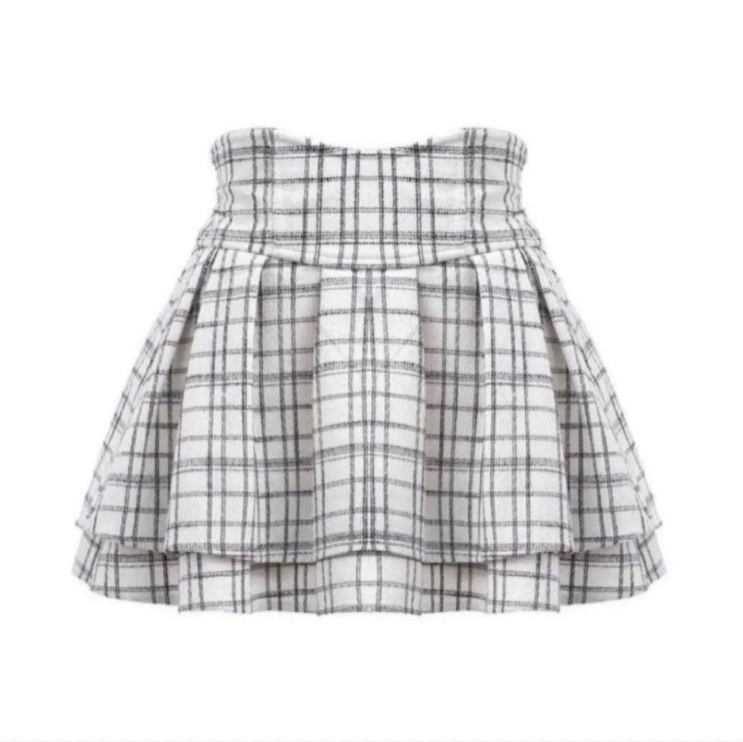 ミシェルマカロン michellMacaron ツイードスカート ホワイト M