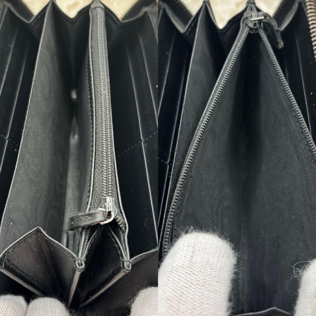 美品　グッチ✨　GG柄　長財布　ラウンドファスナー　シマ　レザー