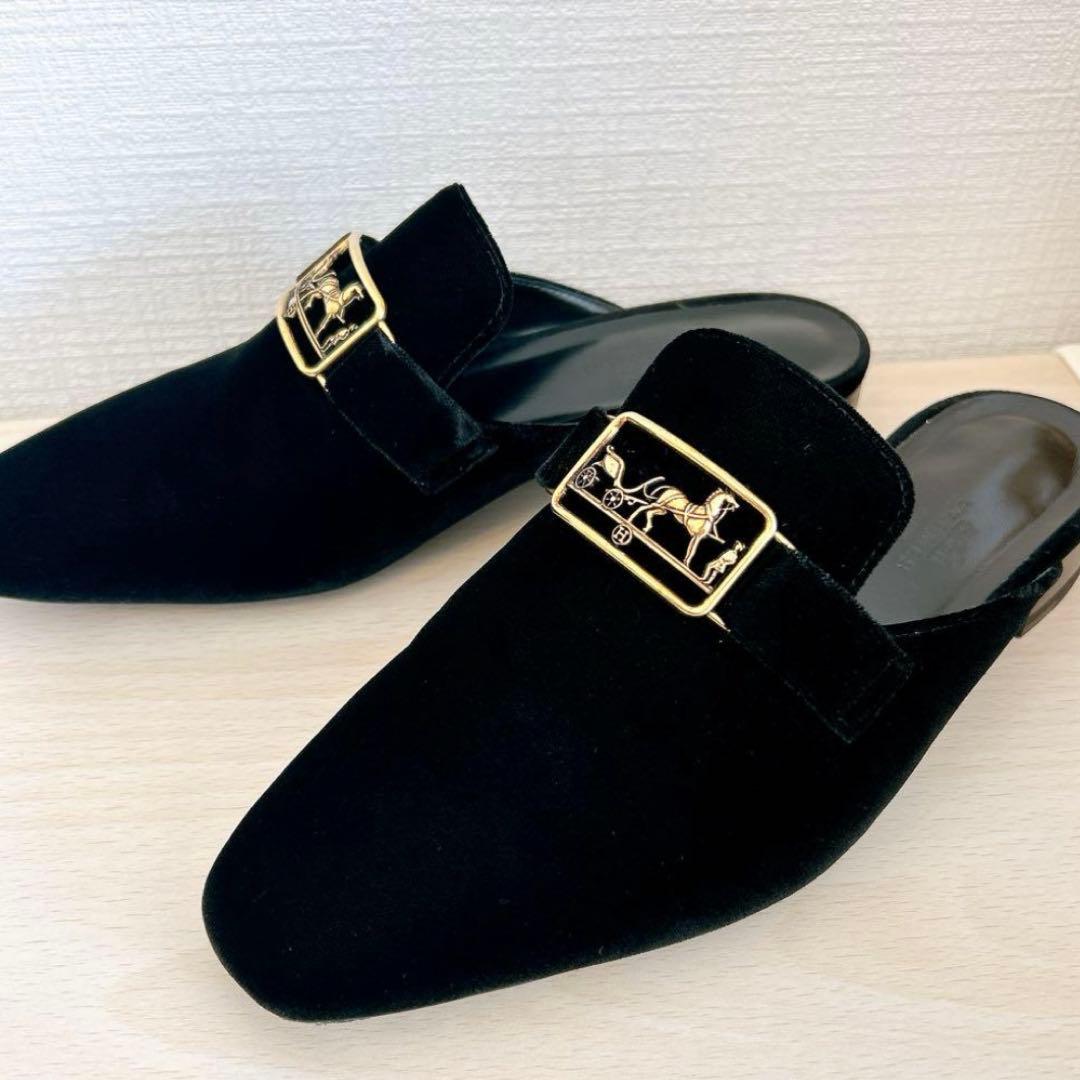 エルメス ミュール スエード 37