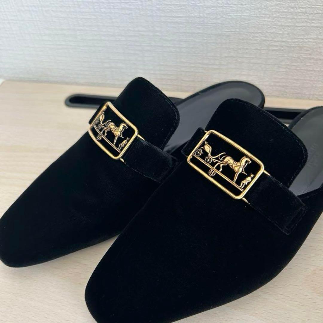 エルメス ミュール スエード 37