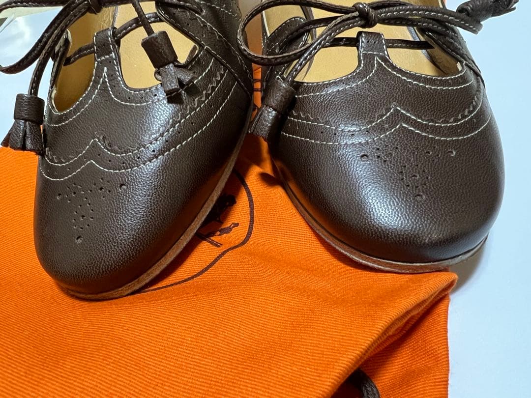 HERMES ブラウンレザー ミュール　サンダル