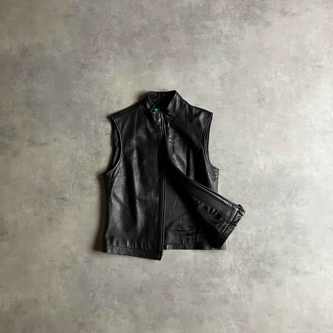 トップス 00s y2k BENETTON normcore leather vest