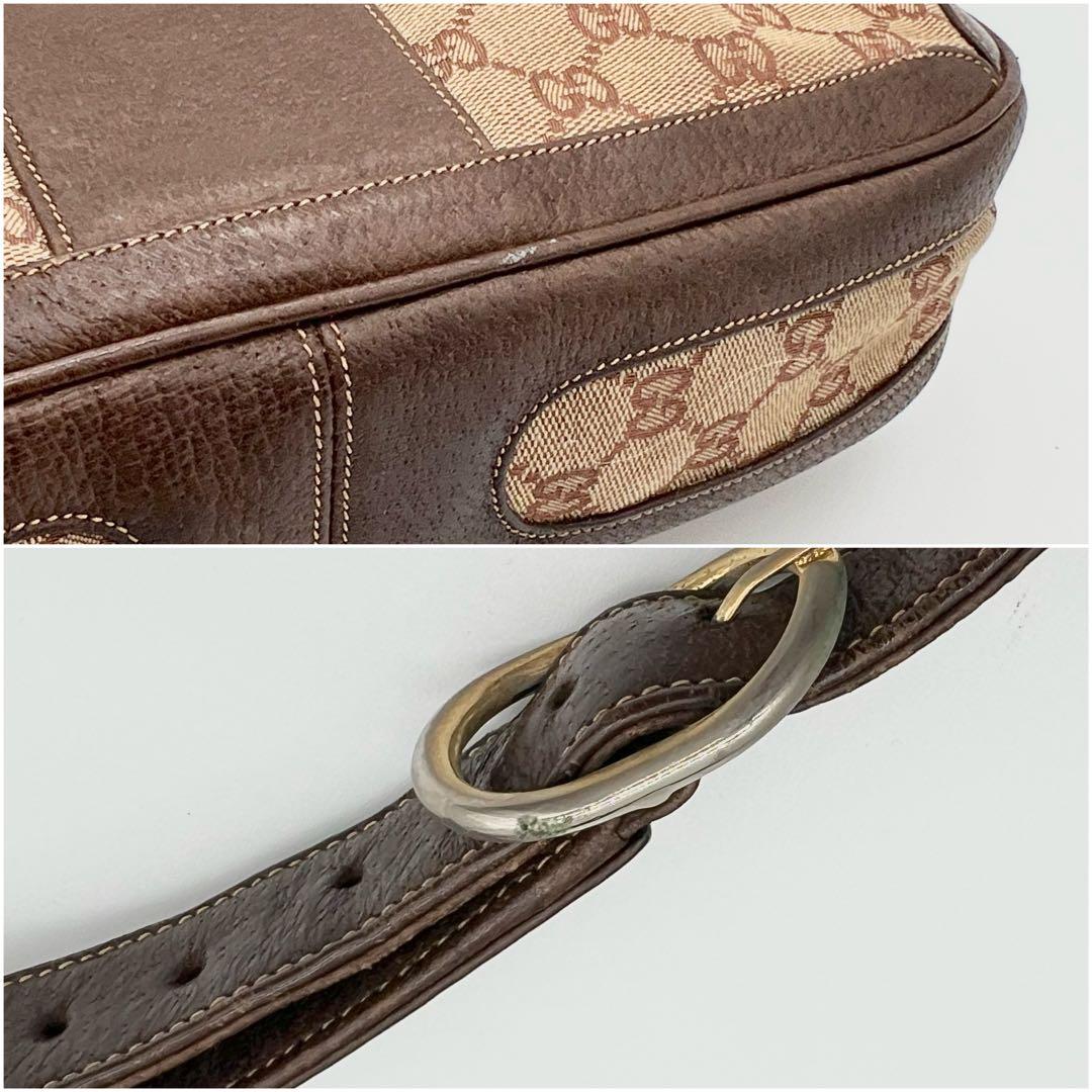 希少 GUCCI ショルダーバッグ GG キャンバス ブーツ金具 ブラウン