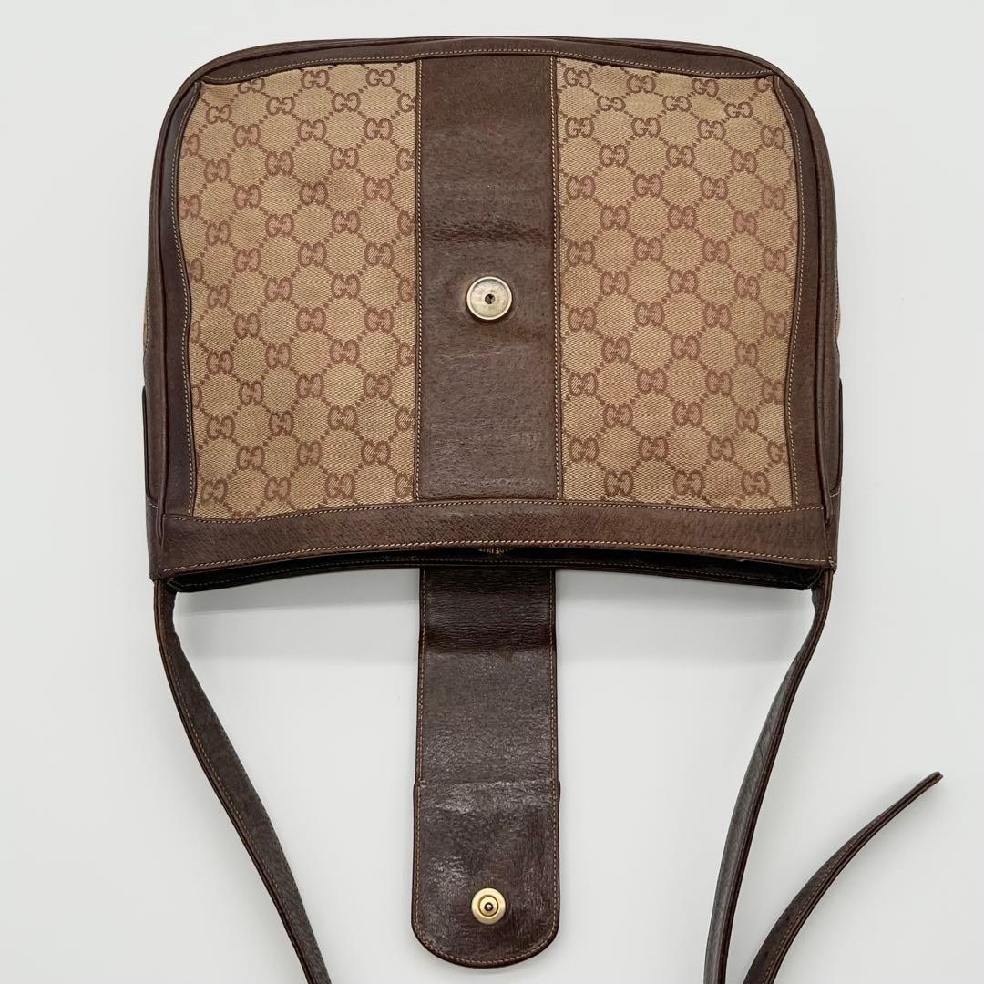 希少 GUCCI ショルダーバッグ GG キャンバス ブーツ金具 ブラウン