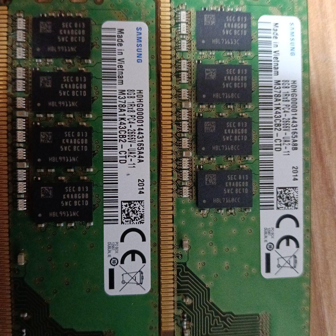 動作確認済み Samsung DDR4 8GB 2枚セット メモリ 2666V