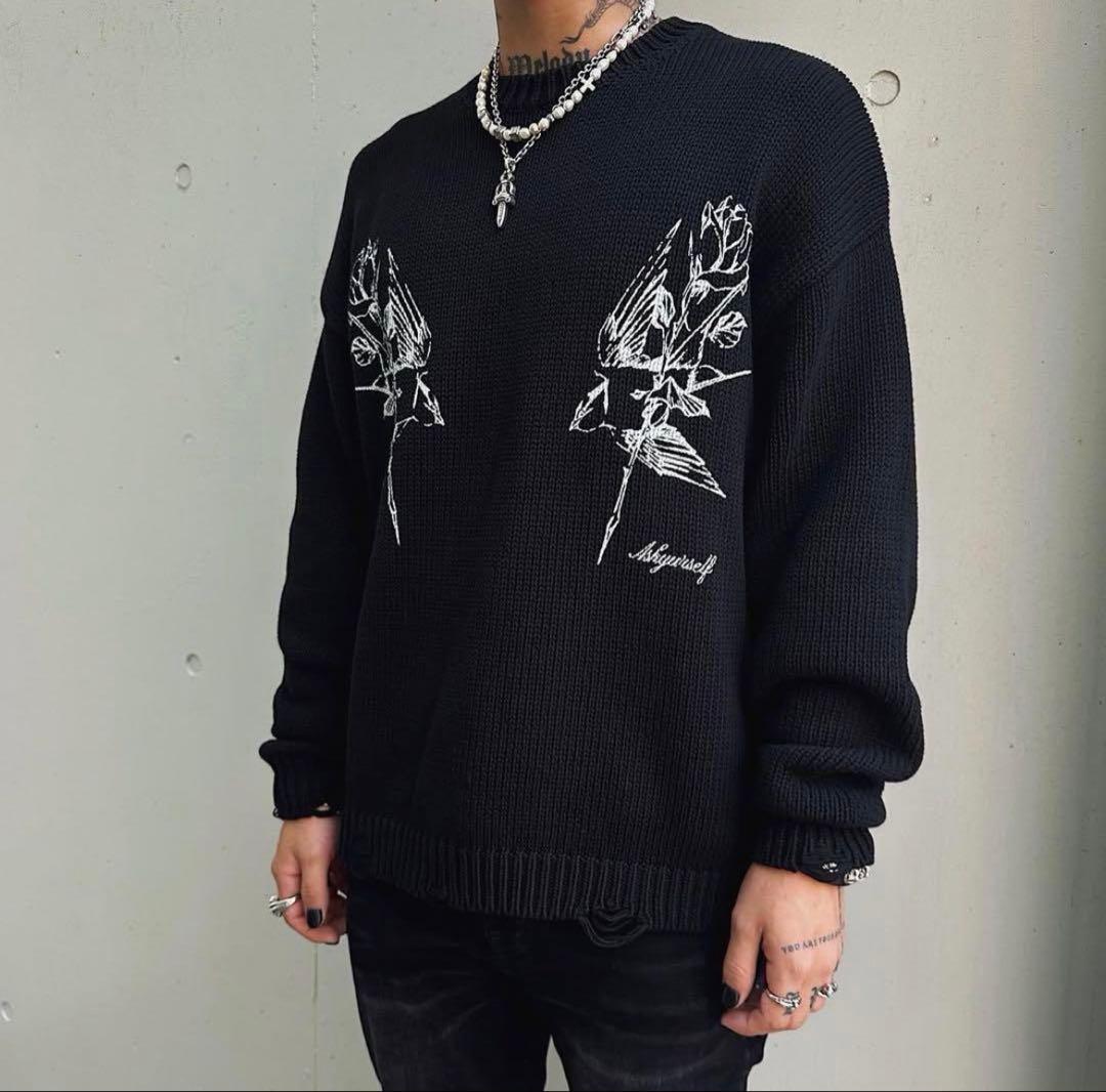 LAST NEST × ASKYURSELF ダメージニット　コラボ　Lサイズ