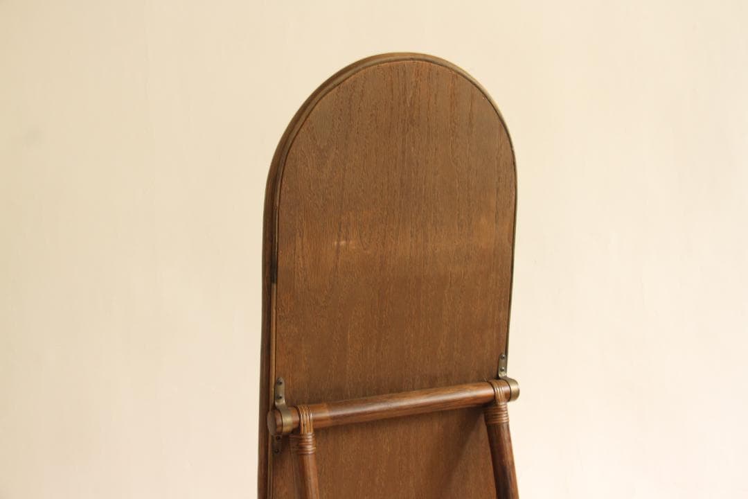 全身鏡　姿見　スタンドミラー　鏡　ラタン　籐製　ハート　レトロ家具　ビンテージ