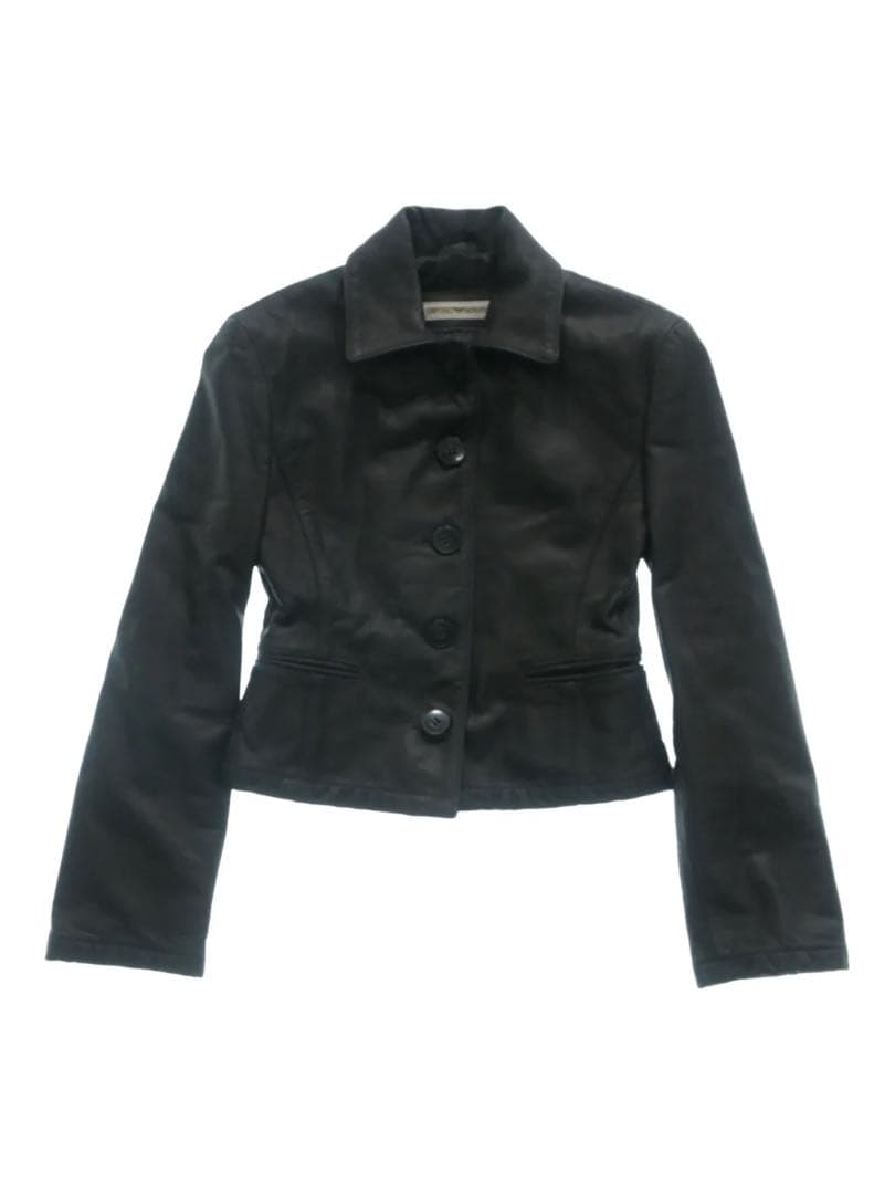 EMPORIO ARMANI ブラック レザー テーラードジャケット