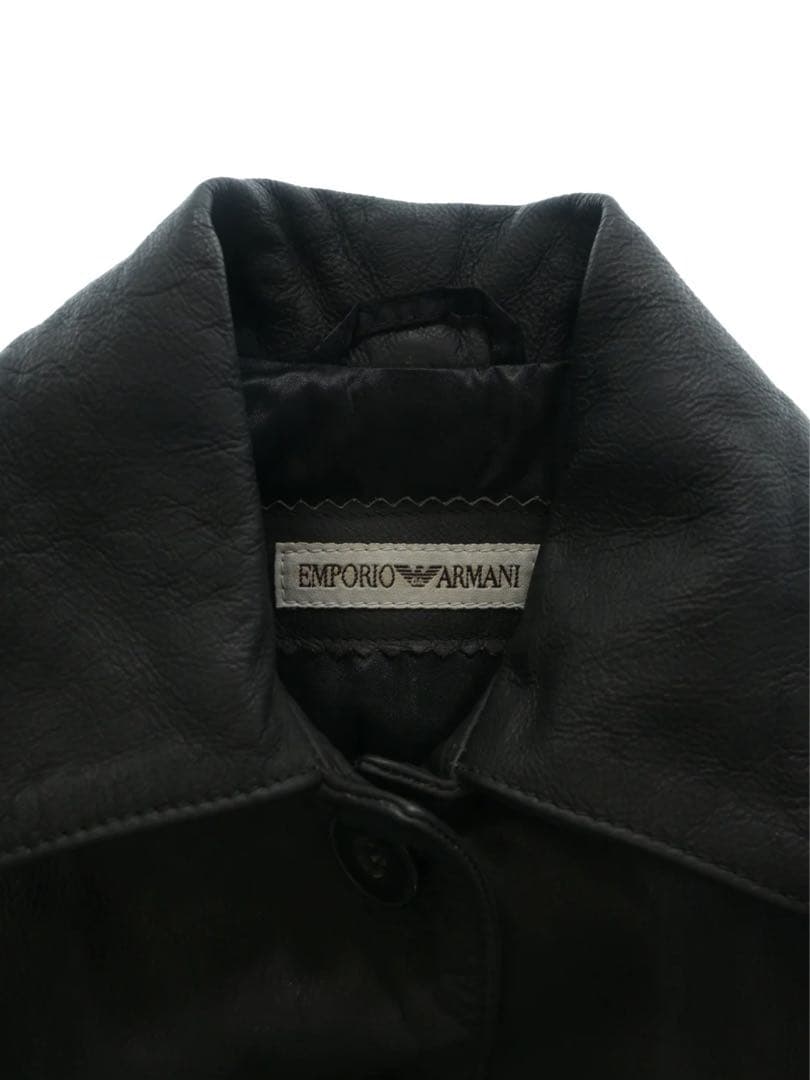 EMPORIO ARMANI ブラック レザー テーラードジャケット