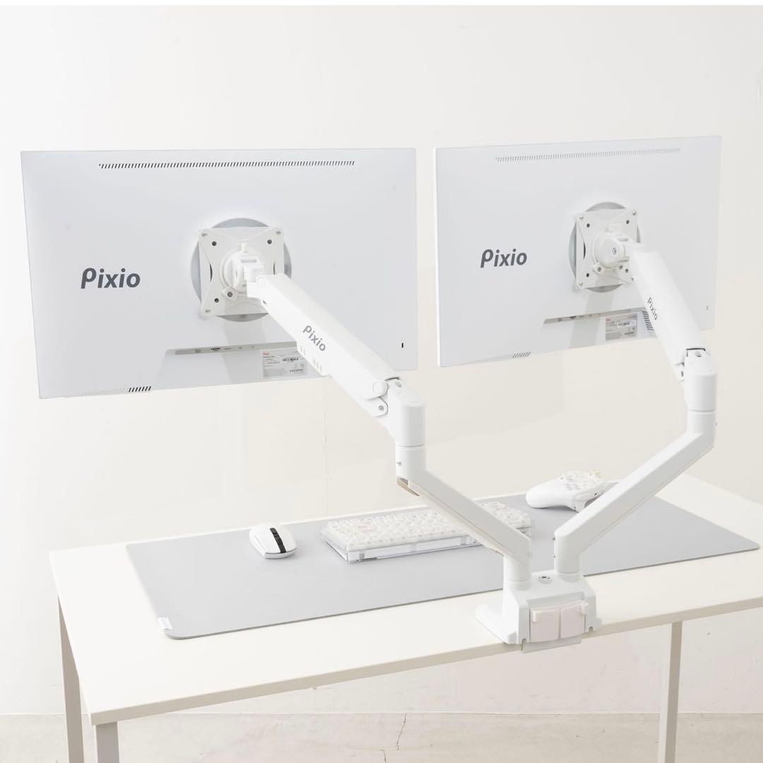 ★お値下げ検討★【Pixio】デュアルモニターアーム ホワイト PSW1DWH