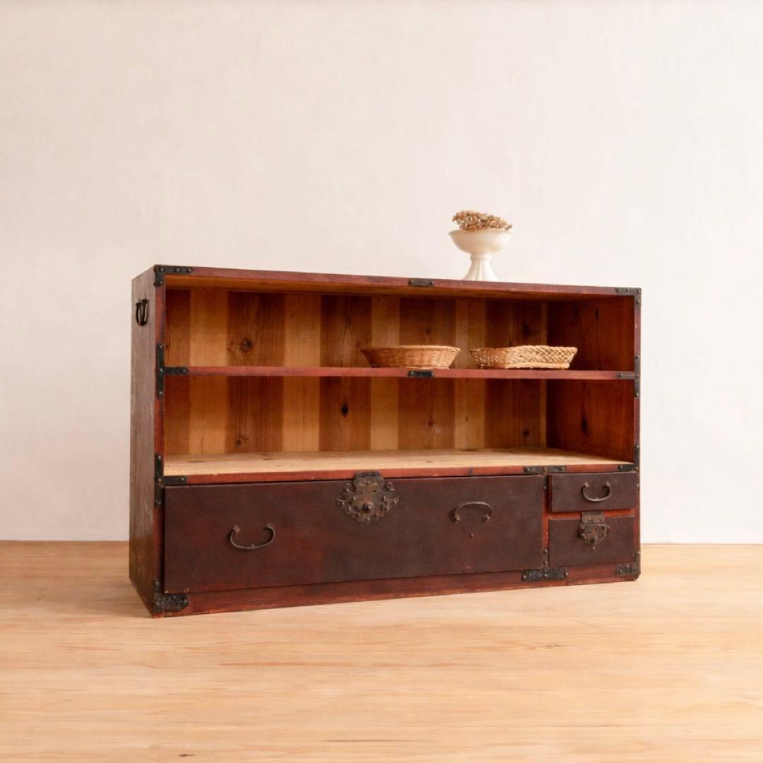 オープンシェルフ　飾り棚　抽斗　古道具　古家具　アンティーク