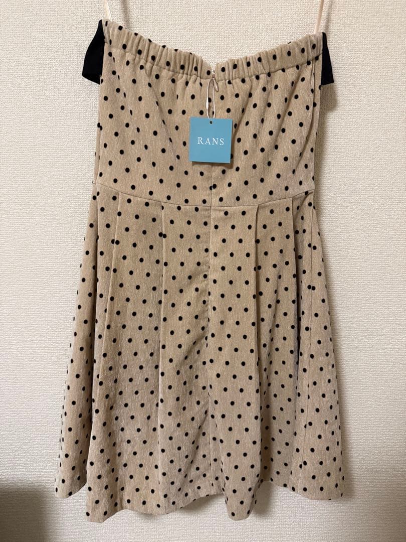 新品 未着用 RANS キャバ ドレス ベージュ ドット柄 フレア ミニ S
