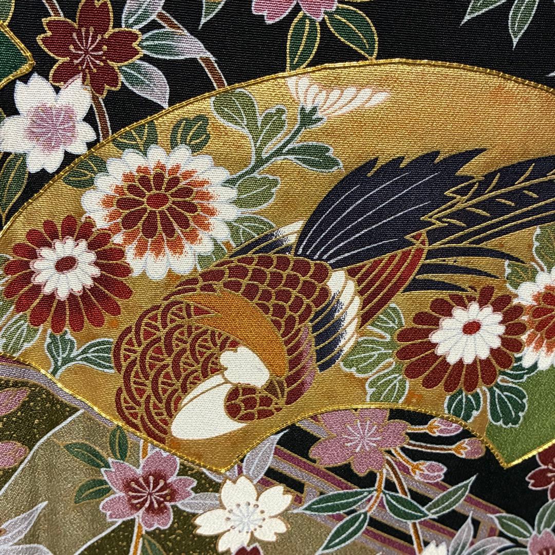D99 黒留袖 枝垂れ桜 荒波 金駒刺繍 しつけ糸付き未使用極美品