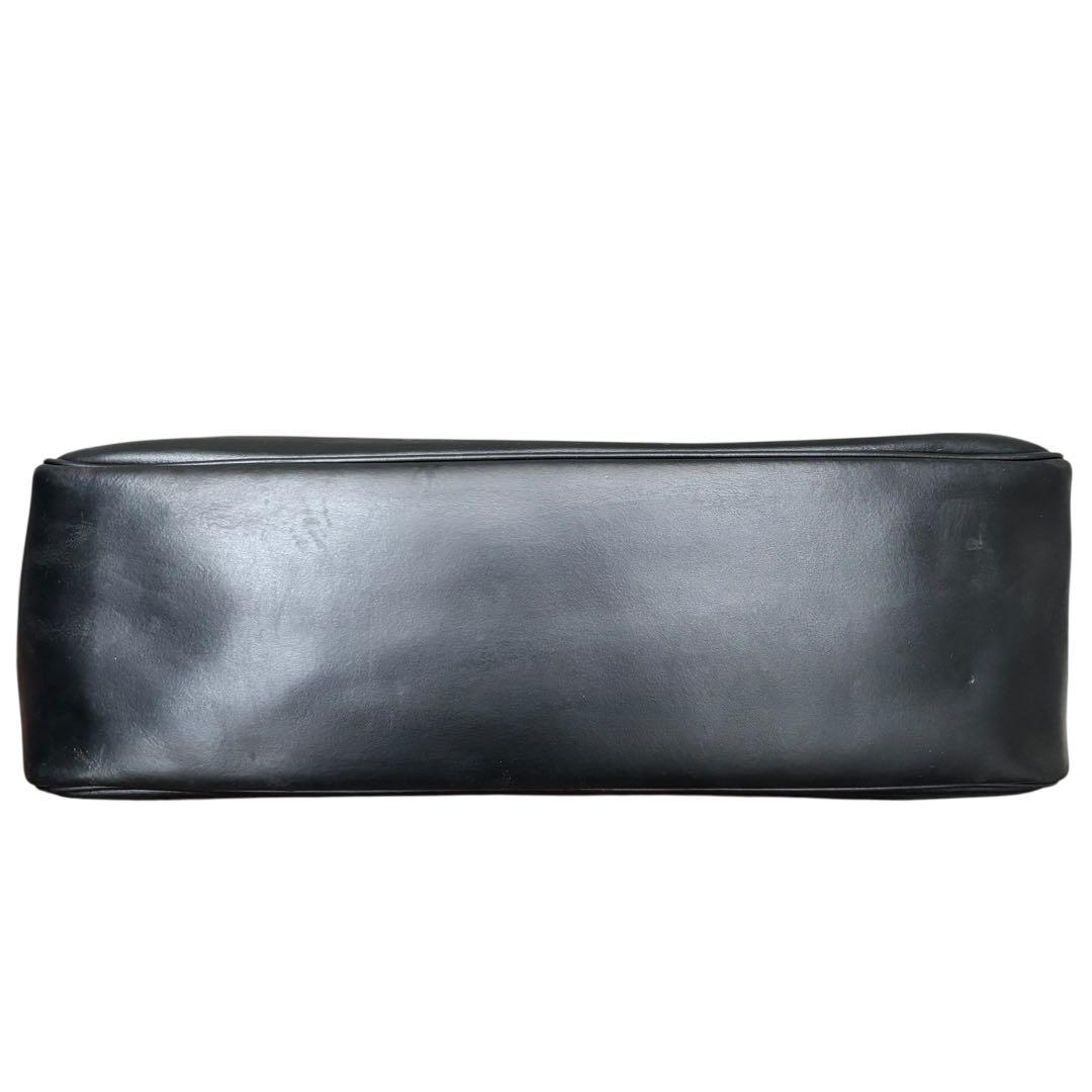 【良品】ロンシャン　トートバッグ　オールレザー　黒　エンボスロゴ　手提げ　大容量