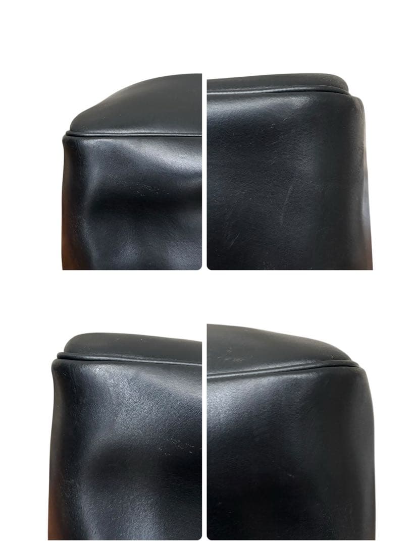 【良品】ロンシャン　トートバッグ　オールレザー　黒　エンボスロゴ　手提げ　大容量