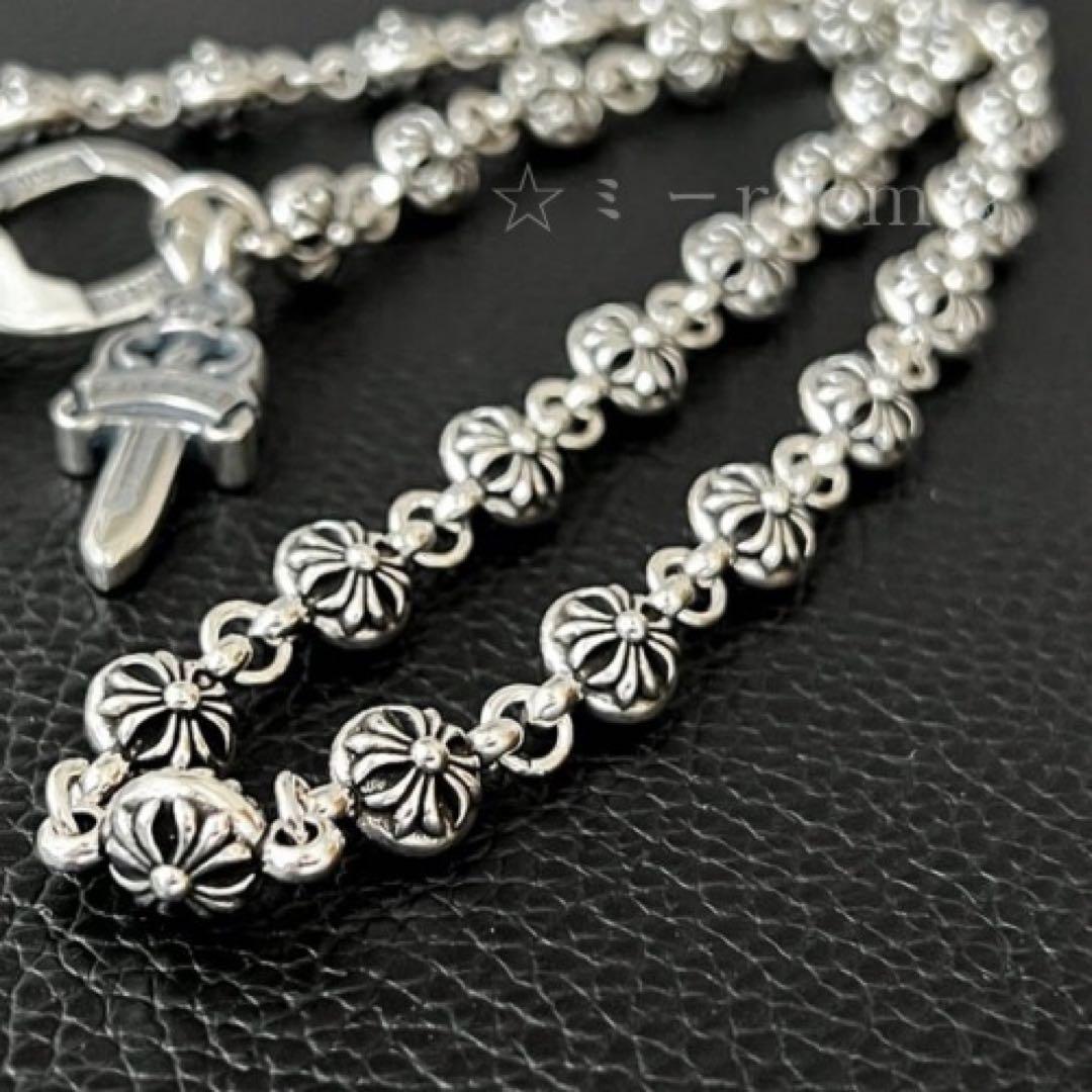 【3本】ウォレットチェーン シルバー クロスボールチェーンdagger S925