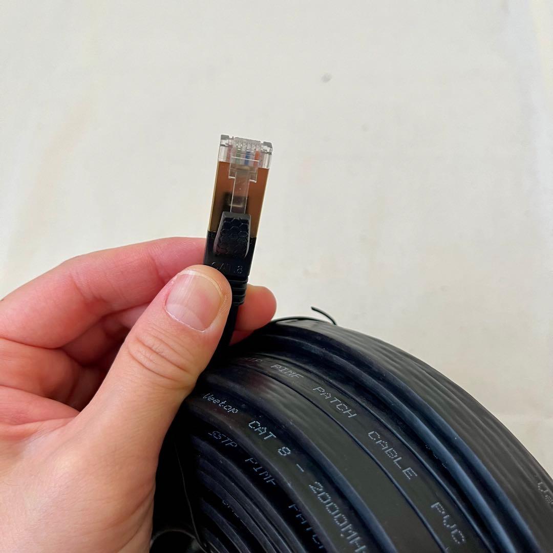 ☘️LANケーブル　CAT8 フラット　30m 爪折れ防止　超高速　黒　パソコン