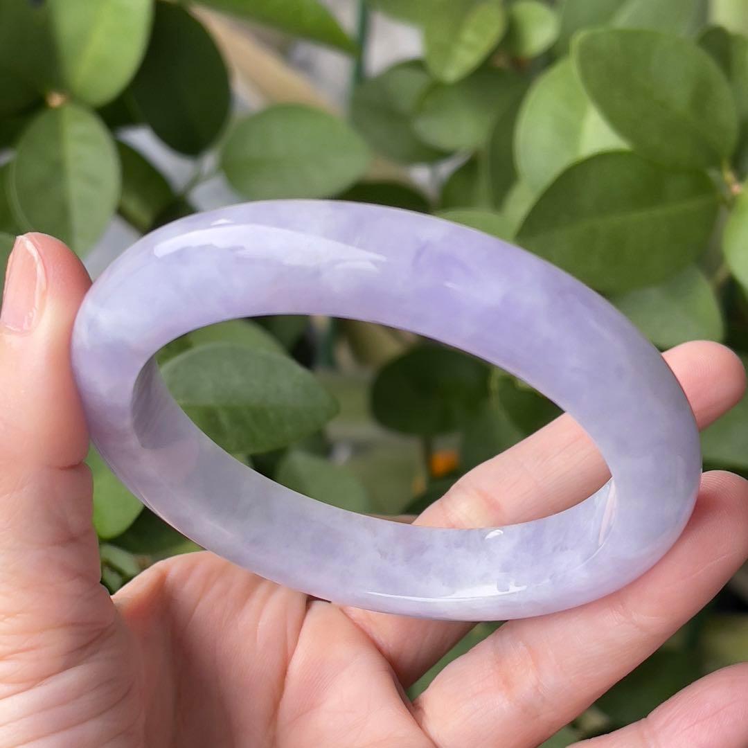 コレクション級！超希少ラベンダーカラー59.5cmミャンマー産天然本翡翠バングル