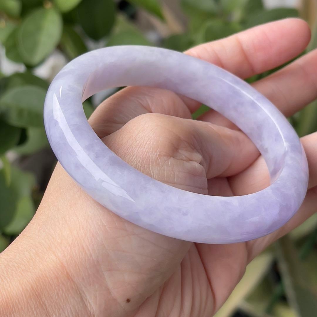 コレクション級！超希少ラベンダーカラー59.5cmミャンマー産天然本翡翠バングル