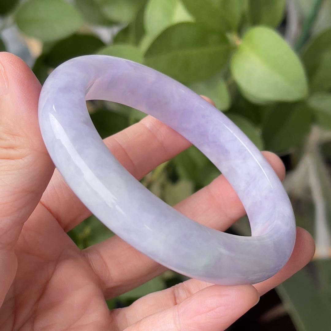 コレクション級！超希少ラベンダーカラー59.5cmミャンマー産天然本翡翠バングル