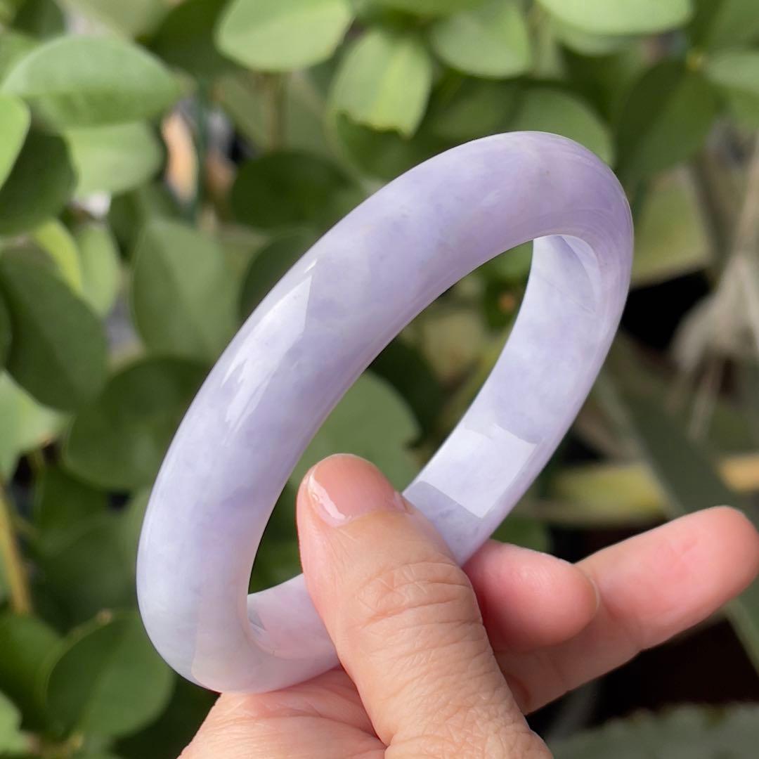コレクション級！超希少ラベンダーカラー59.5cmミャンマー産天然本翡翠バングル